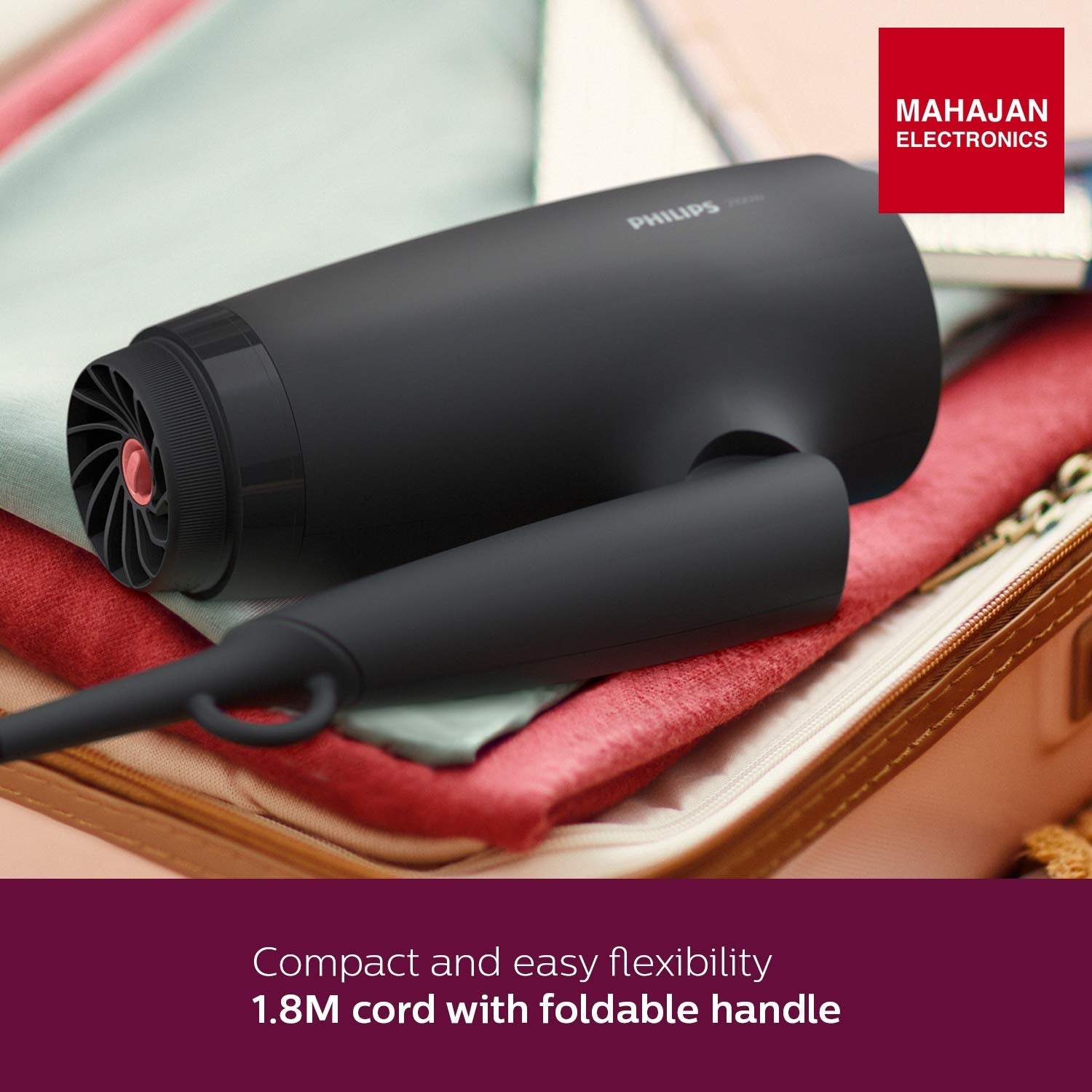 Philips BHD356/10 Professional Hair Dryer 2100W | ThermoProtect AirFlower Technology | Advanced Ionic Care | Foldable Handle | 6 Heat & Speed Settings | Black Philips