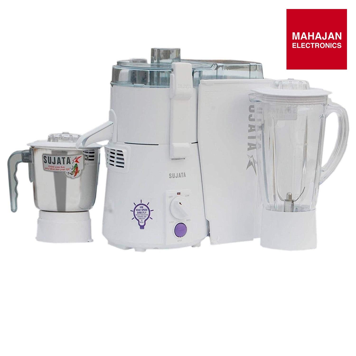 Sujata Powermatic Plus 900 Watts Juicer Mixer Grinder – Heavy Duty Motor, 22000 RPM, Honeycomb Filter, 90 Min Continuous Use, Shock-Proof Body Sujata