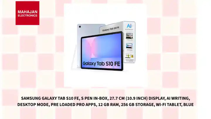 Samsung Galaxy Tab S10 FE, S Pen in-Box, 27.7 cm (10.9 inch) Display, AI Writing, Desktop Mode, Pre Loaded Pro Apps, 12 GB RAM, 256 GB Storage, Wi-Fi Tablet, Blue by@Outfy