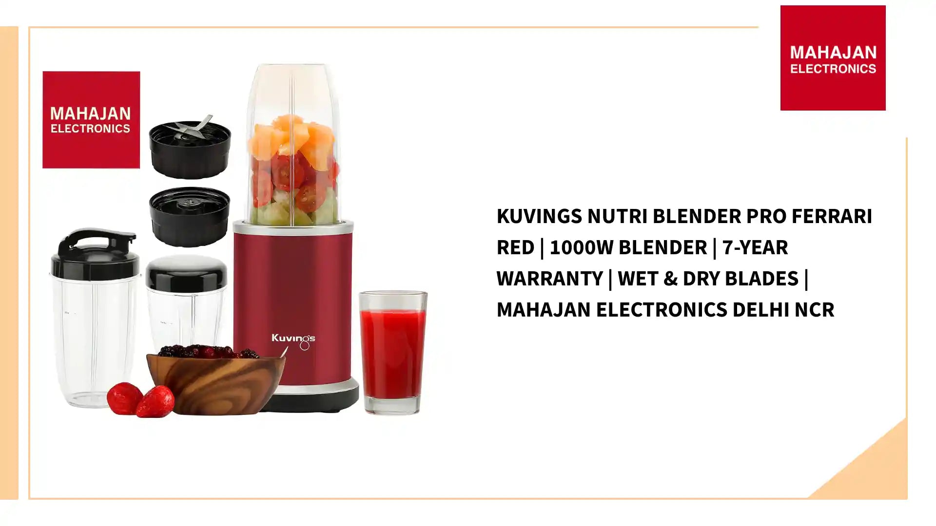 Kuvings Nutri Blender Pro Ferrari Red | 1000W Blender | 7-Year Warranty | Wet &amp; Dry Blades | Mahajan Electronics Delhi NCR by@Outfy