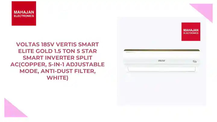 Voltas 185V Vertis Smart Elite Gold 1.5 Ton 5 Star Smart Inverter Split AC(Copper, 5-in-1 Adjustable Mode, Anti-dust Filter, White) by@Outfy