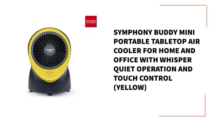 Symphony Buddy Mini Portable Tabletop Air Cooler for Home and Office with Whisper Quiet Operation and Touch Control (Yellow) by@Outfy
