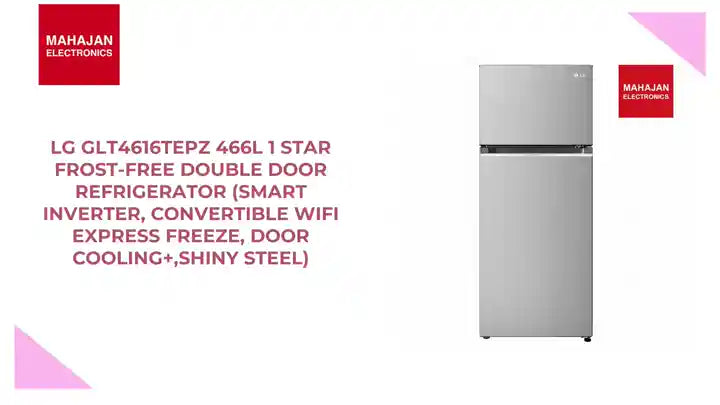 LG GLT4616TEPZ 466L 1 Star Frost-Free Double Door Refrigerator (Smart Inverter, Convertible Wifi Express Freeze, Door Cooling+,Shiny Steel) by@Outfy