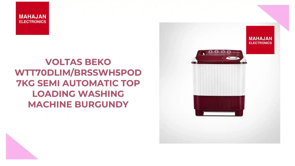 Voltas Beko WTT70DLIM/BRSSWH5POD 7Kg Semi Automatic Top Loading Washing Machine Burgundy by@Outfy