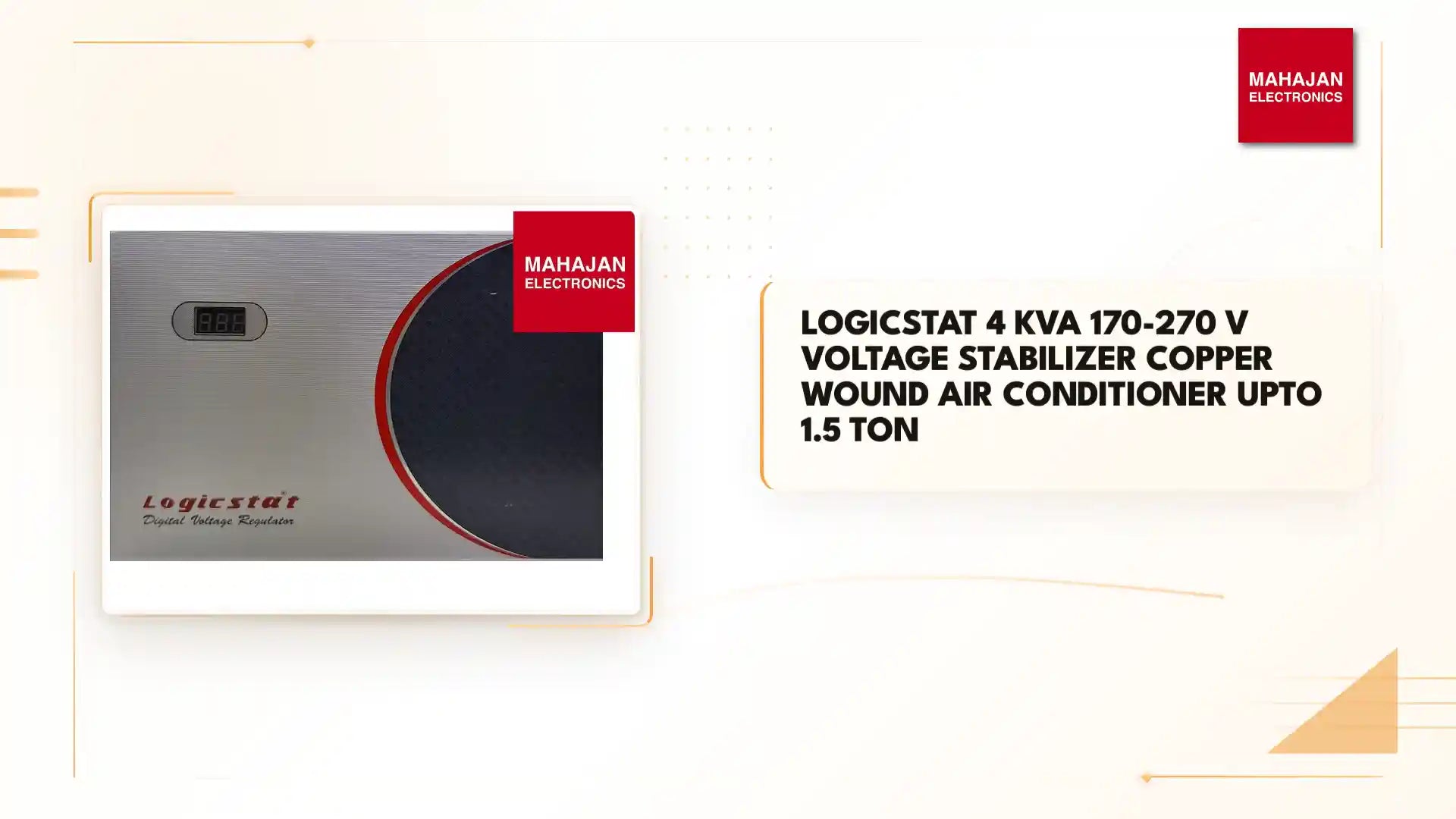Logicstat 4 KVA 170-270 V Voltage Stabilizer Copper Wound Air Conditioner Upto 1.5 Ton by@Outfy