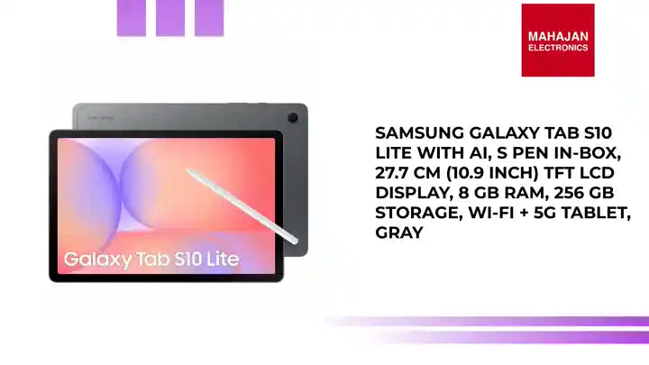 Samsung Galaxy Tab S10 Lite with AI, S Pen in-Box, 27.7 cm (10.9 inch) TFT LCD Display, 8 GB RAM, 256 GB Storage, Wi-Fi + 5G Tablet, Gray by@Outfy