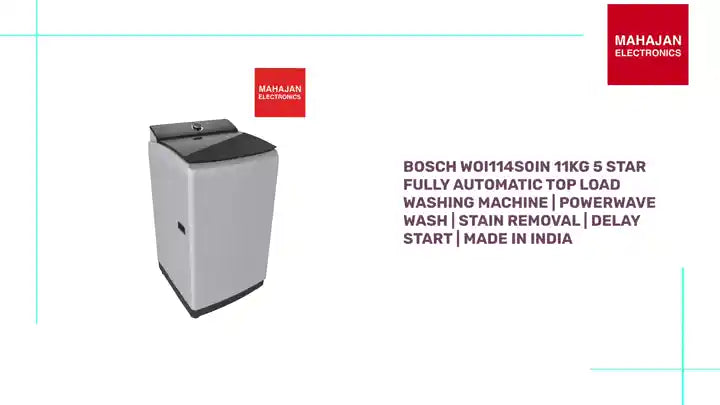 Bosch WOI114S0IN 11kg 5 Star Fully Automatic Top Load Washing Machine | PowerWave Wash | Stain Removal | Delay Start | Made in India by@Outfy