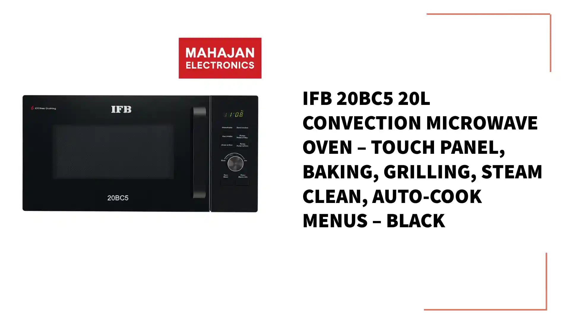 IFB 20BC5 20L Convection Microwave Oven &ndash; Touch Panel, Baking, Grilling, Steam Clean, Auto-Cook Menus &ndash; Black by@Outfy