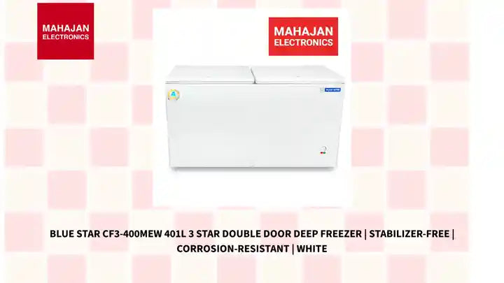 Blue Star CF3-400MEW 401L 3 Star Double Door Deep Freezer | Stabilizer-Free | Corrosion-Resistant | White by@Outfy