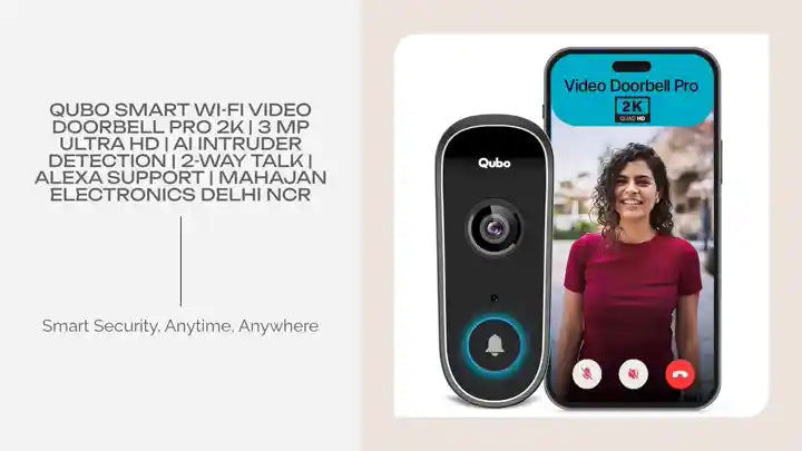 Qubo Smart Wi-Fi Video Doorbell Pro 2K | 3 MP Ultra HD | AI Intruder Detection | 2-Way Talk | Alexa Support | Mahajan Electronics Delhi NCR by@Outfy