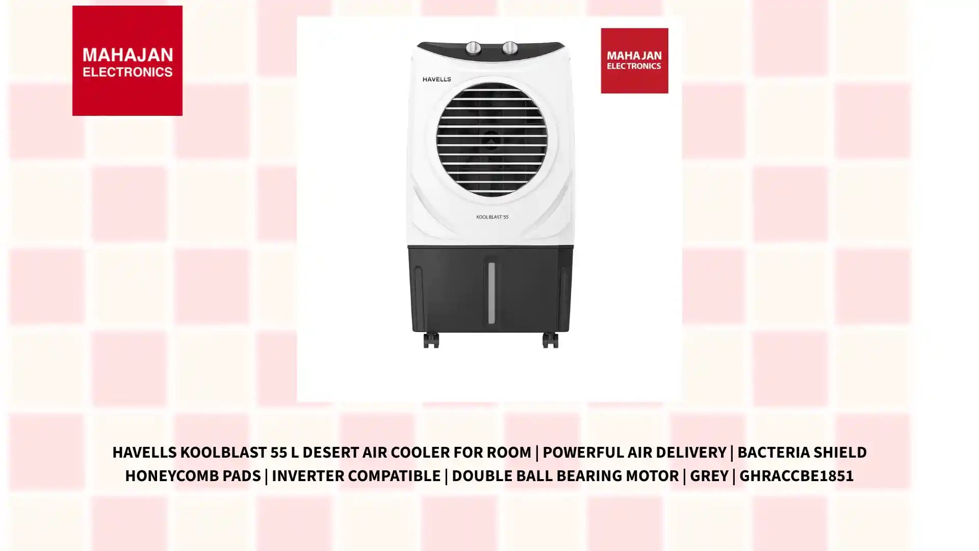 Havells Koolblast 55 L Desert Air Cooler for Room | Powerful Air Delivery | Bacteria Shield Honeycomb Pads | Inverter Compatible | Double Ball Bearing Motor | Grey | GHRACCBE1851 by@Outfy