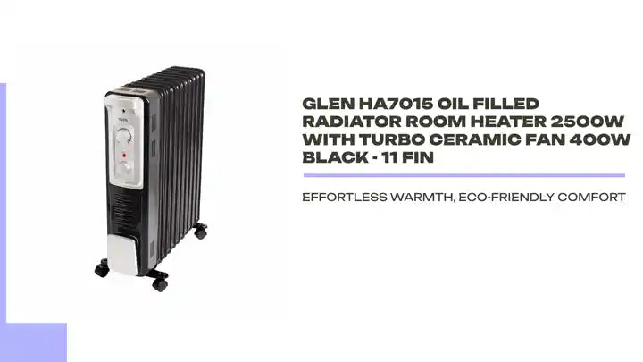 Glen HA7015 Oil Filled Radiator Room Heater 2500W with Turbo Ceramic Fan 400W Black - 11 Fin by@Outfy