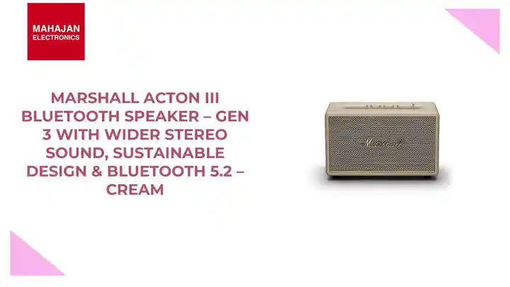 Marshall Acton III Bluetooth Speaker &ndash; Gen 3 with Wider Stereo Sound, Sustainable Design &amp; Bluetooth 5.2 &ndash; Cream by@Outfy