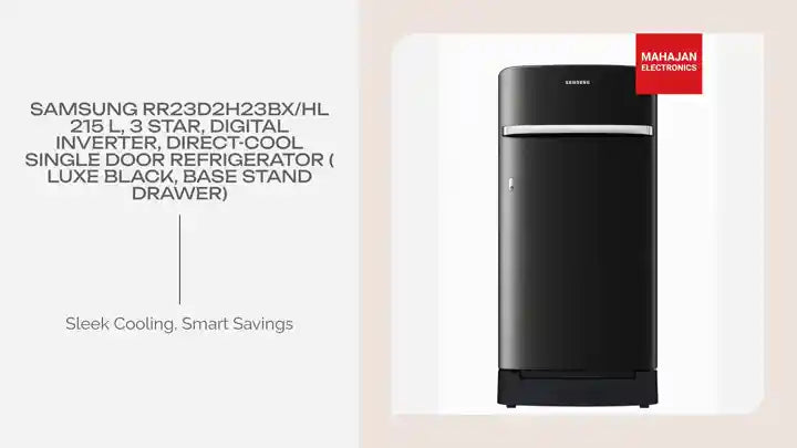 Samsung RR23D2H23BX/HL 215 L, 3 Star, Digital Inverter, Direct-Cool Single Door Refrigerator ( Luxe Black, Base Stand Drawer) by@Outfy