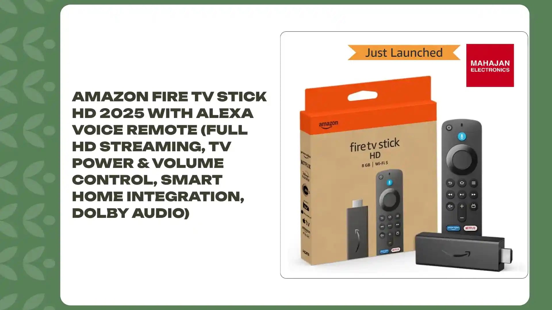 Amazon Fire TV Stick HD 2025 with Alexa Voice Remote (Full HD Streaming, TV Power &amp; Volume Control, Smart Home Integration, Dolby Audio) by@Outfy