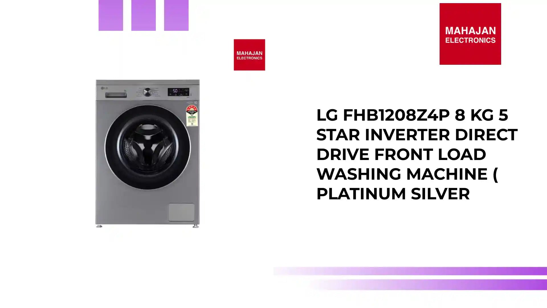 LG FHB1208Z4P 8 Kg 5 Star Inverter Direct Drive Front Load Washing Machine ( Platinum Silver by@Outfy