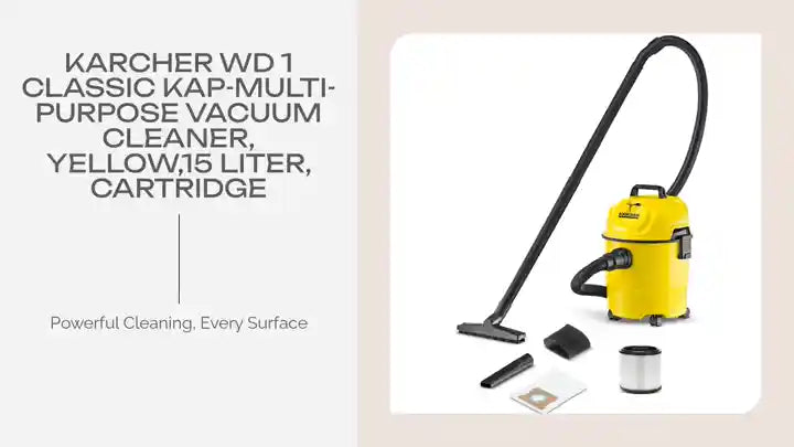 KARCHER WD 1 CLASSIC Kap-Multi-Purpose Vacuum Cleaner, Yellow,15 Liter, Cartridge by@Outfy