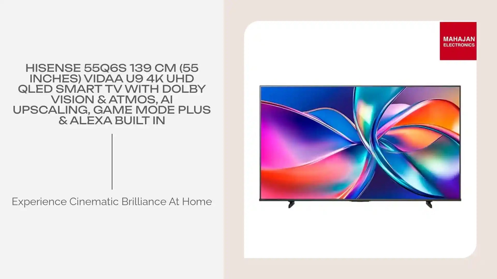 Hisense 55Q6S 139 cm (55 inches) VIDAA U9 4K UHD QLED Smart TV with Dolby Vision &amp; Atmos, AI Upscaling, Game Mode Plus &amp; Alexa Built In by@Outfy