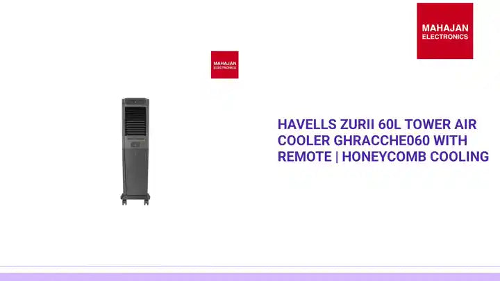 Havells Zurii 60L Tower Air Cooler GHRACCHE060 with Remote | Honeycomb Cooling by@Outfy