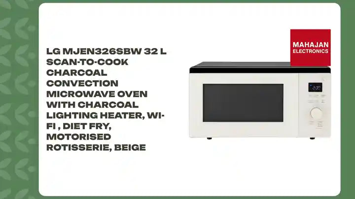 LG MJEN326SBW 32 L Scan-To-Cook Charcoal Convection Microwave Oven with Charcoal Lighting Heater, Wi-Fi , Diet Fry, Motorised Rotisserie, Beige by@Outfy
