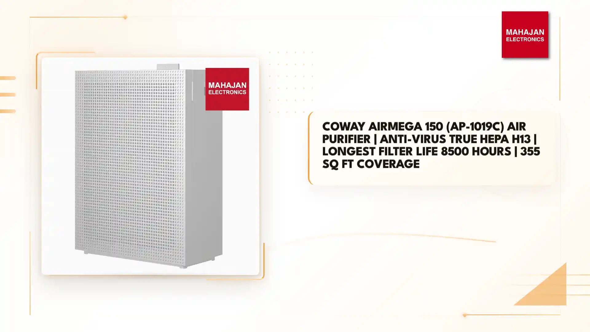 Coway Airmega 150 (AP-1019C) Air Purifier | Anti-Virus True HEPA H13 | Longest Filter Life 8500 Hours | 355 Sq Ft Coverage by@Outfy