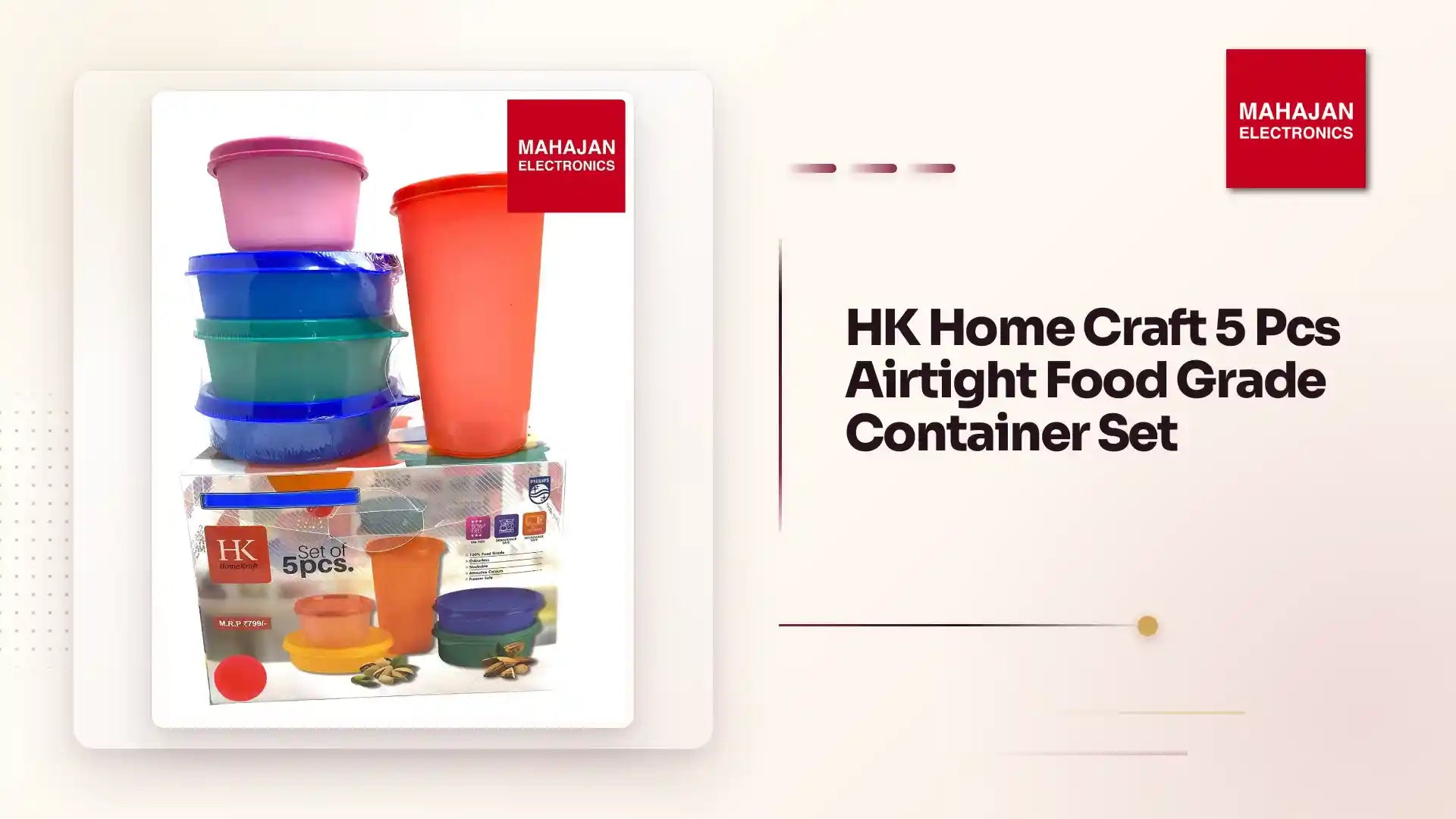 HK Home Craft 5 Pcs Airtight Food Grade Container Set by@Outfy