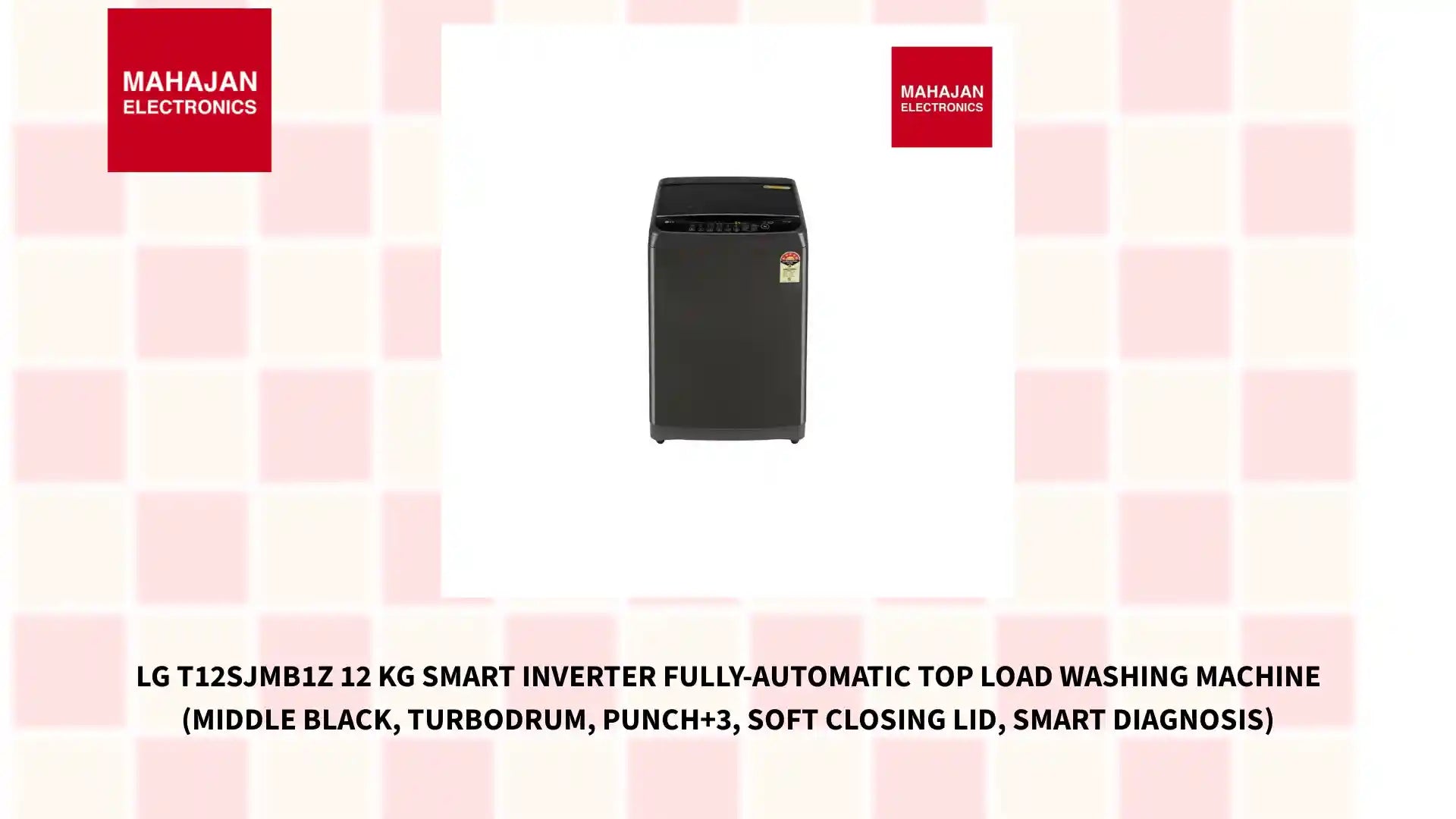 LG T12SJMB1Z 12 Kg Smart Inverter Fully-Automatic Top Load Washing Machine (Middle Black, TurboDrum, Punch+3, Soft Closing Lid, Smart Diagnosis) by@Outfy