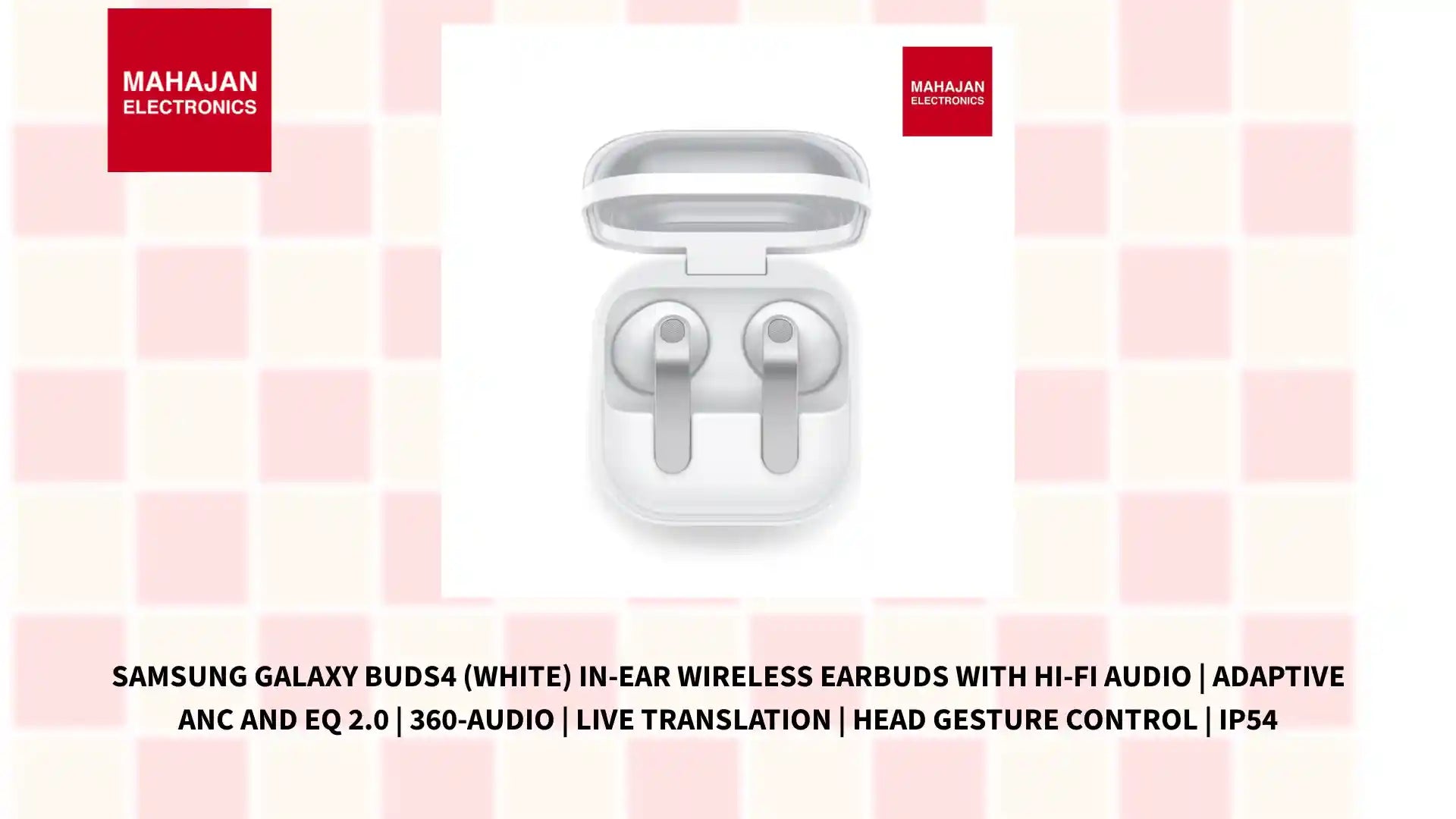 Samsung Galaxy Buds4 (White) in-Ear Wireless Earbuds with Hi-Fi Audio | Adaptive ANC and EQ 2.0 | 360-Audio | Live Translation | Head Gesture Control | IP54 by@Outfy