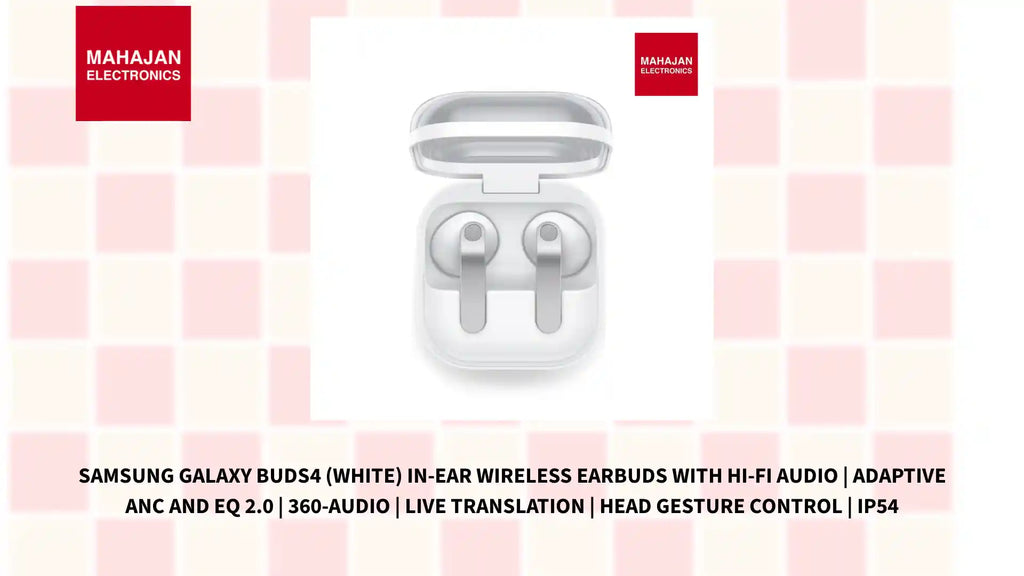 Samsung Galaxy Buds4 (White) in-Ear Wireless Earbuds with Hi-Fi Audio | Adaptive ANC and EQ 2.0 | 360-Audio | Live Translation | Head Gesture Control | IP54 by@Outfy