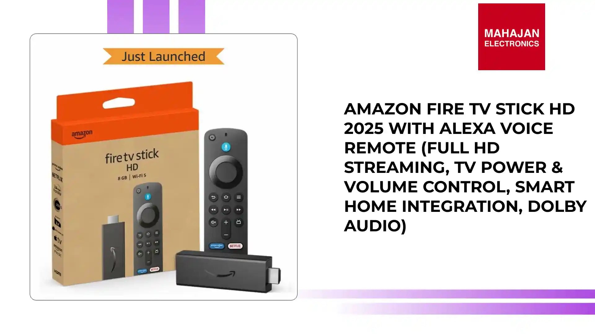 Amazon Fire TV Stick HD 2025 with Alexa Voice Remote (Full HD Streaming, TV Power &amp; Volume Control, Smart Home Integration, Dolby Audio) by@Outfy