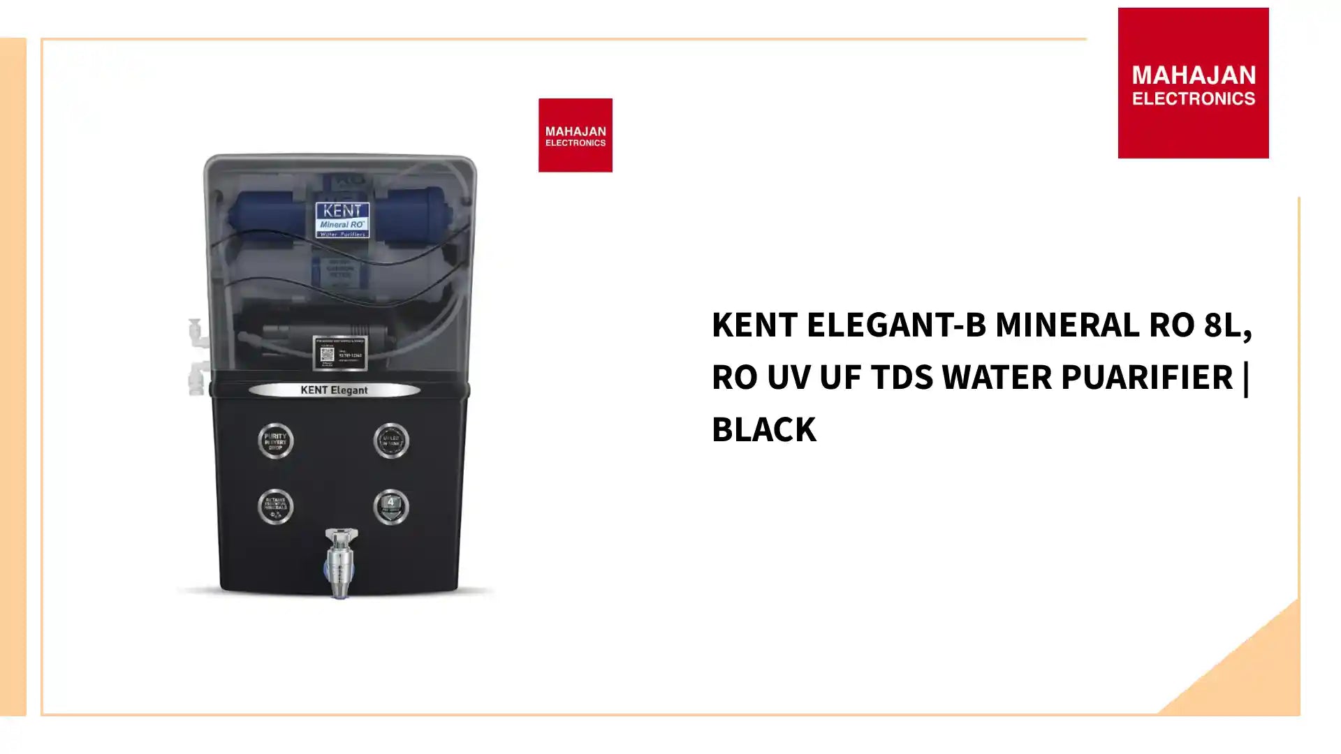 KENT ELEGANT-B MINERAL RO 8L, RO UV UF TDS Water Puarifier | Black by@Outfy