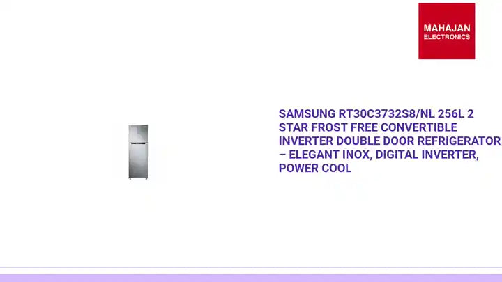 Samsung RT30C3732S8/NL 256L 2 Star Frost Free Convertible Inverter Double Door Refrigerator &ndash; Elegant Inox, Digital Inverter, Power Cool by@Outfy