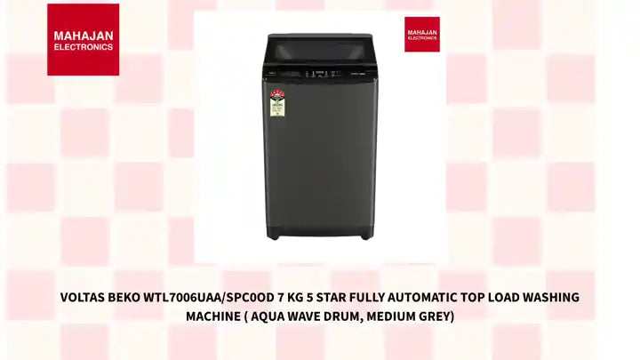 VOLTAS Beko WTL7006UAA/SPC0OD 7 Kg 5 Star Fully Automatic Top Load Washing Machine ( Aqua Wave Drum, Medium Grey) by@Outfy