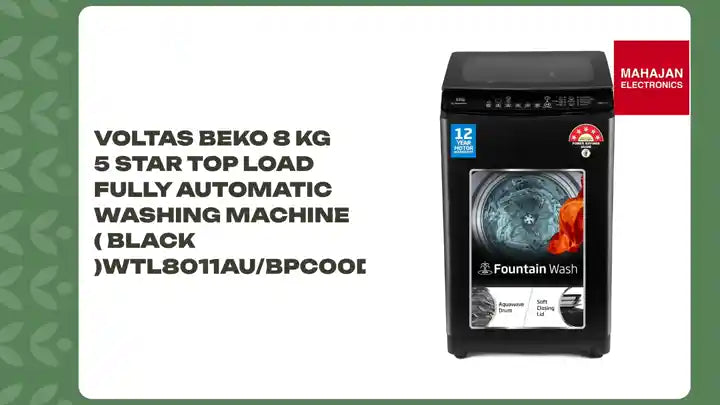 Voltas Beko 8 Kg 5 Star Top Load Fully Automatic washing machine ( Black )WTL8011AU/BPC00D by@Outfy