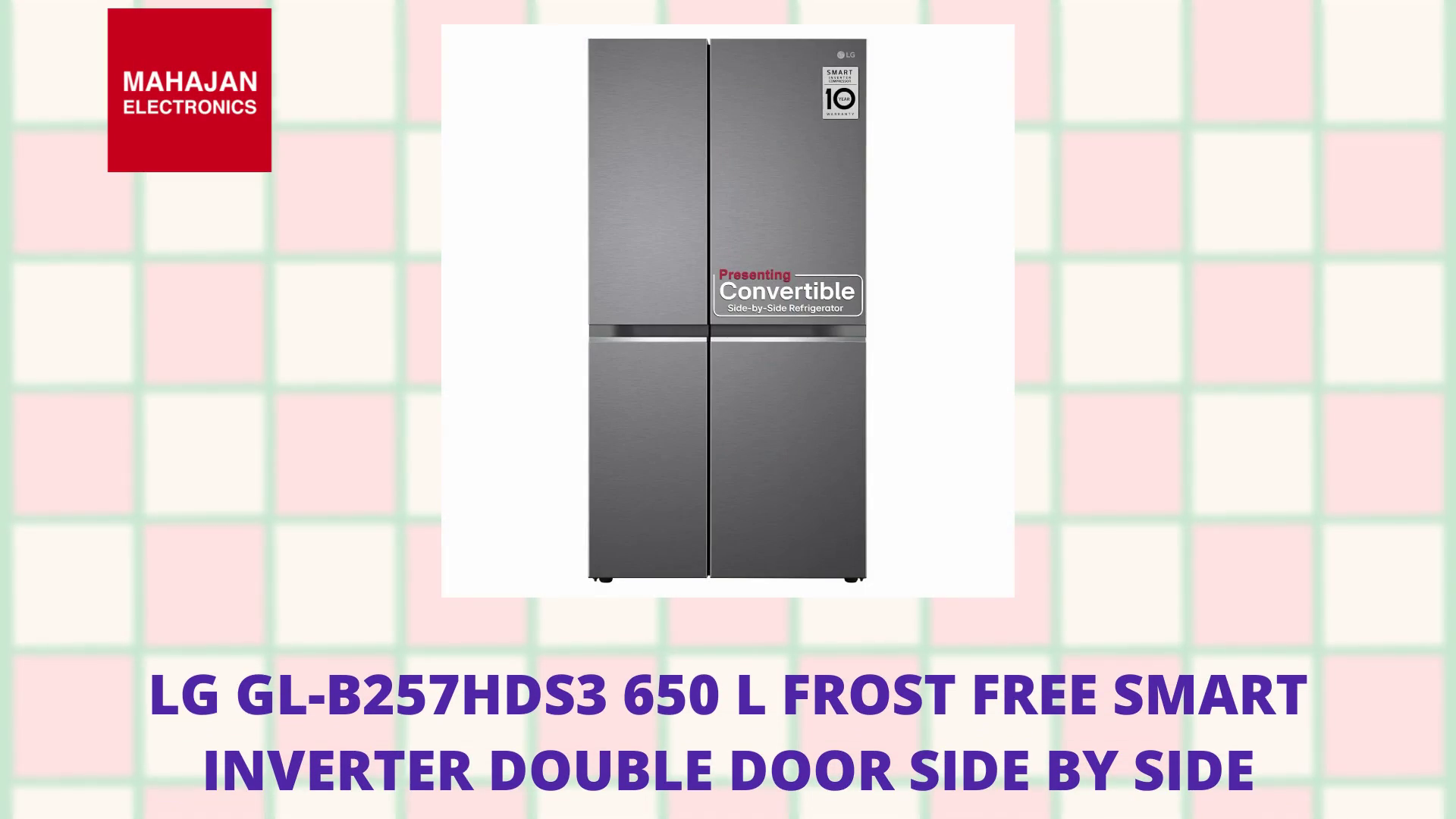 LG GL-B257HDS3 650 L Frost Free Smart Inverter Double Door Side By Side Refrigerator( Dazzle Steel, Convertible) by@Outfy