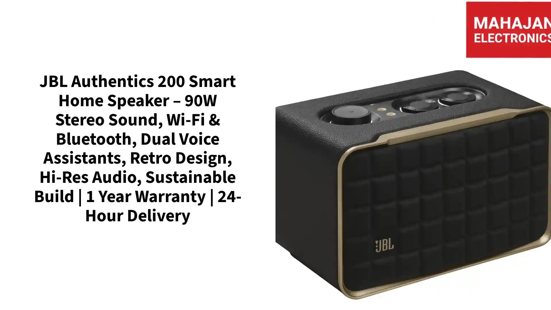 JBL Authentics 200 Smart Home Speaker &ndash; 90W Stereo Sound, Wi-Fi &amp; Bluetooth, Dual Voice Assistants, Retro Design, Hi-Res Audio, Sustainable Build | 1 Year Warranty | 24-Hour Delivery by@Outfy