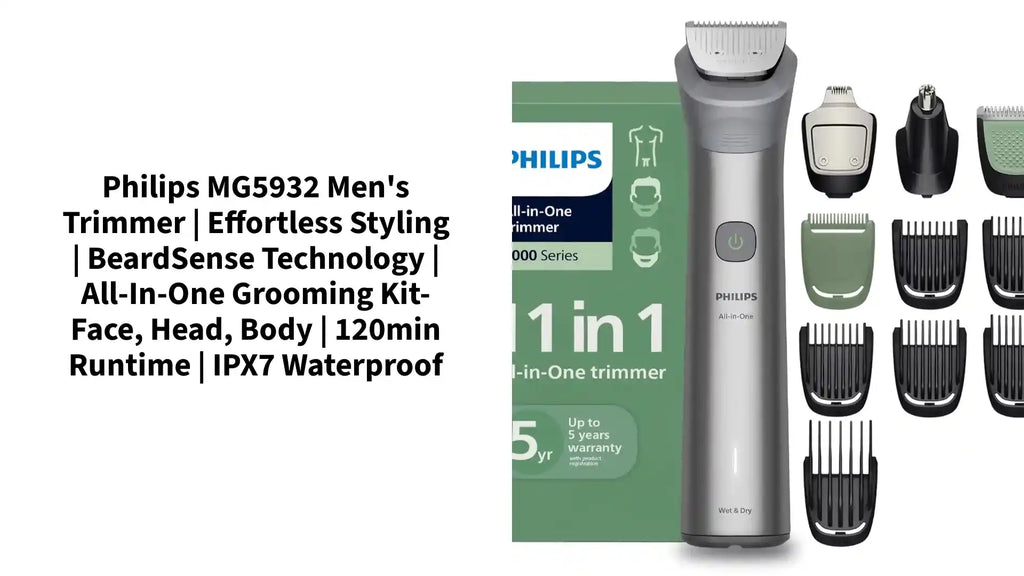 Philips MG5932 11-in-1 Grooming Kit for Men | BeardSense Technology | Face, Hair & Body Trimmer | 120 Min Runtime | IPX7 Waterproof by@Outfy