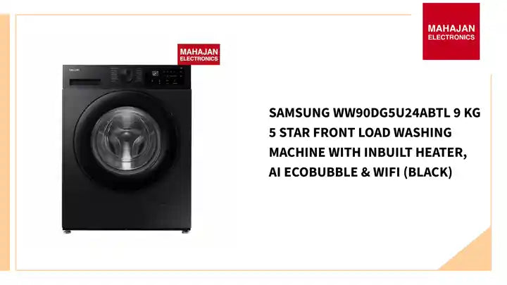 Samsung WW90DG5U24ABTL 9 Kg 5 Star Front Load Washing Machine with Inbuilt Heater, AI EcoBubble &amp; WiFi (Black) by@Outfy