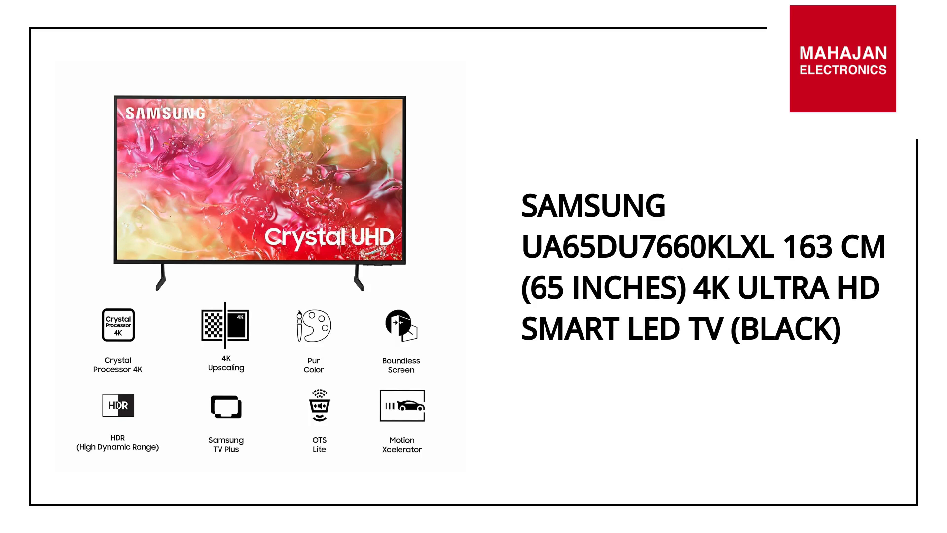 Samsung UA65DU7660KLXL 163 cm (65 inches) 4K Ultra HD Smart LED TV (Black) by@Outfy