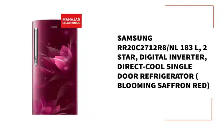 Samsung RR20C2712R8/NL 183 L, 2 Star, Digital Inverter, Direct-Cool Single Door Refrigerator ( Blooming Saffron Red) by@Outfy