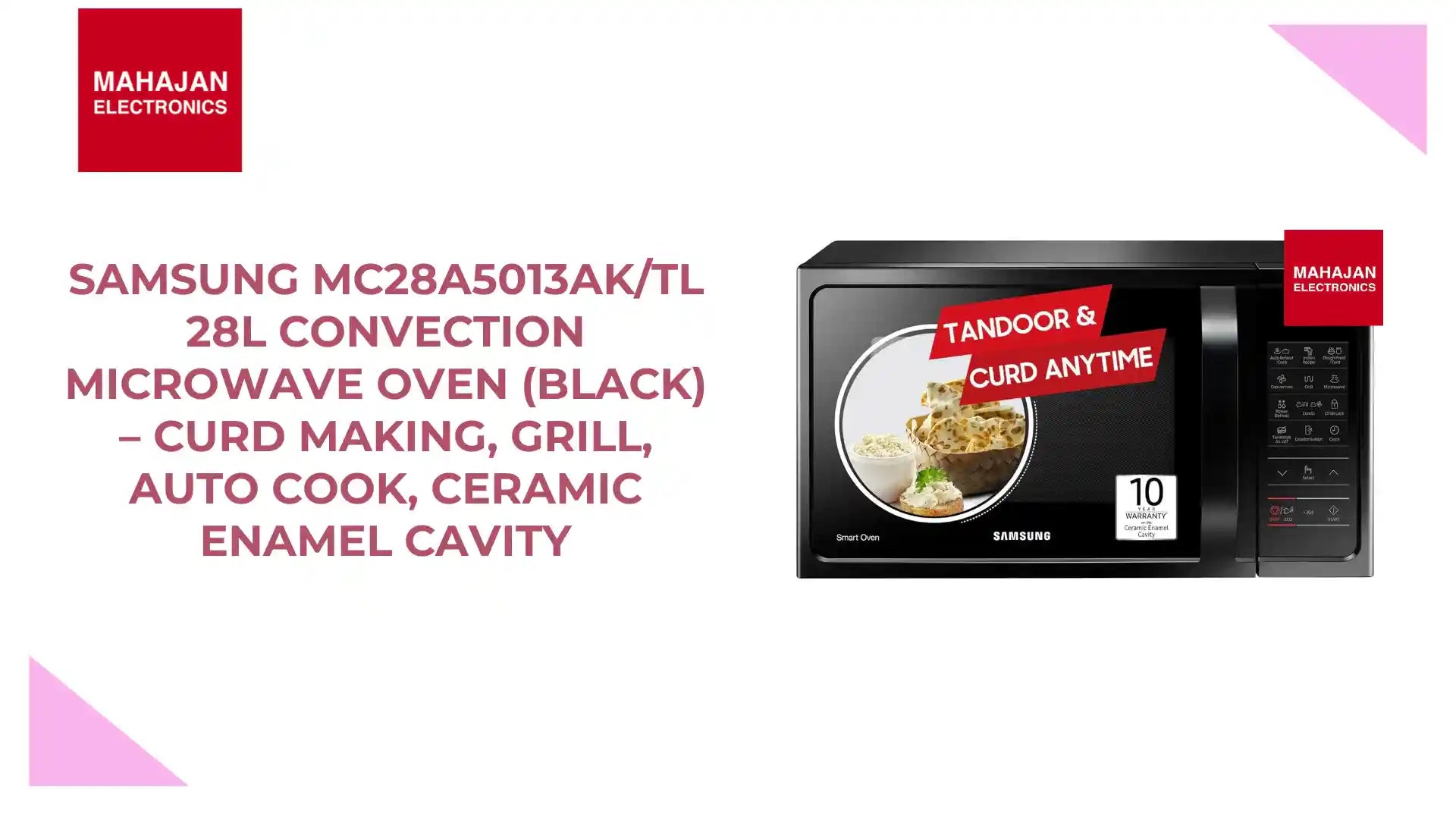 Samsung MC28A5013AK/TL 28L Convection Microwave Oven (Black) &ndash; Curd Making, Grill, Auto Cook, Ceramic Enamel Cavity by@Outfy