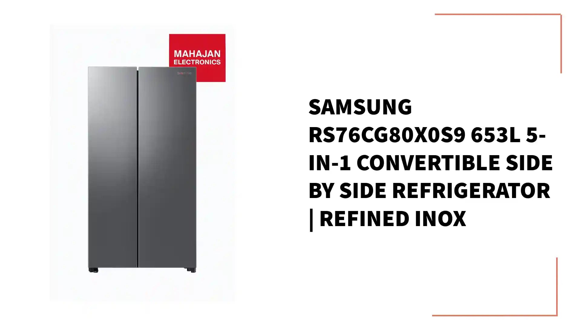 Samsung RS76CG80X0S9 653L 5-in-1 Convertible Side by Side Refrigerator | Refined Inox by@Outfy