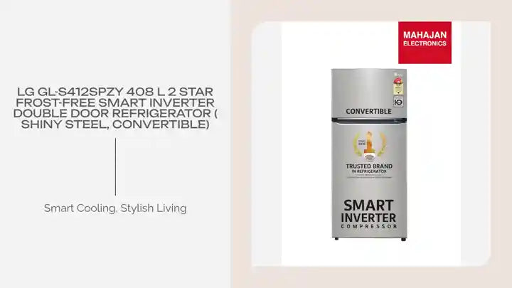 LG GL-S412SPZY 408 L 2 Star Frost-Free Smart Inverter Double Door Refrigerator ( Shiny Steel, Convertible) by@Outfy