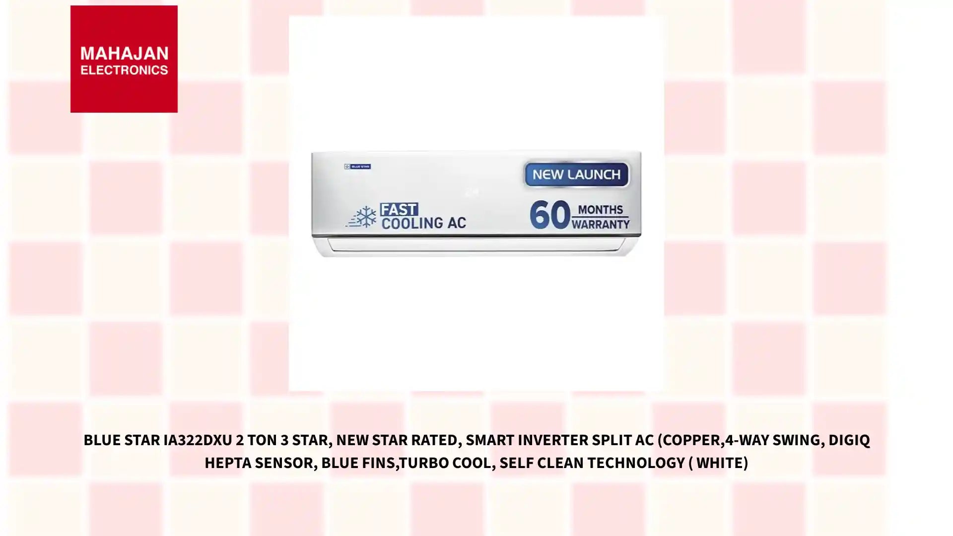 Blue Star IA322DXU 2 Ton 3 Star, New Star Rated, Smart Inverter Split AC (Copper,4-Way Swing, DigiQ Hepta Sensor, Blue Fins,Turbo Cool, Self Clean Technology ( White) by@Outfy