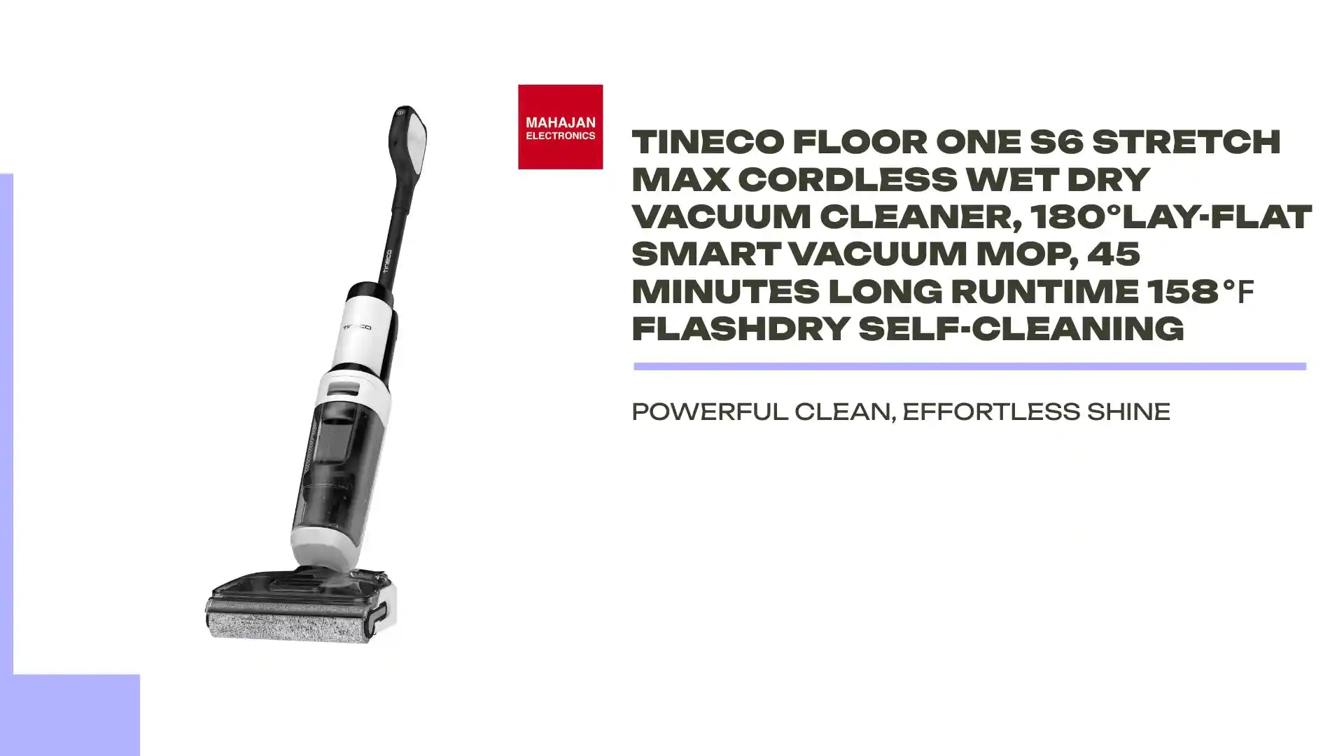 Tineco Floor One S6 Stretch Max Cordless Wet Dry Vacuum Cleaner, 180&deg;Lay-Flat Smart Vacuum Mop, 45 Minutes Long Runtime 158℉ Flashdry Self-Cleaning by@Outfy