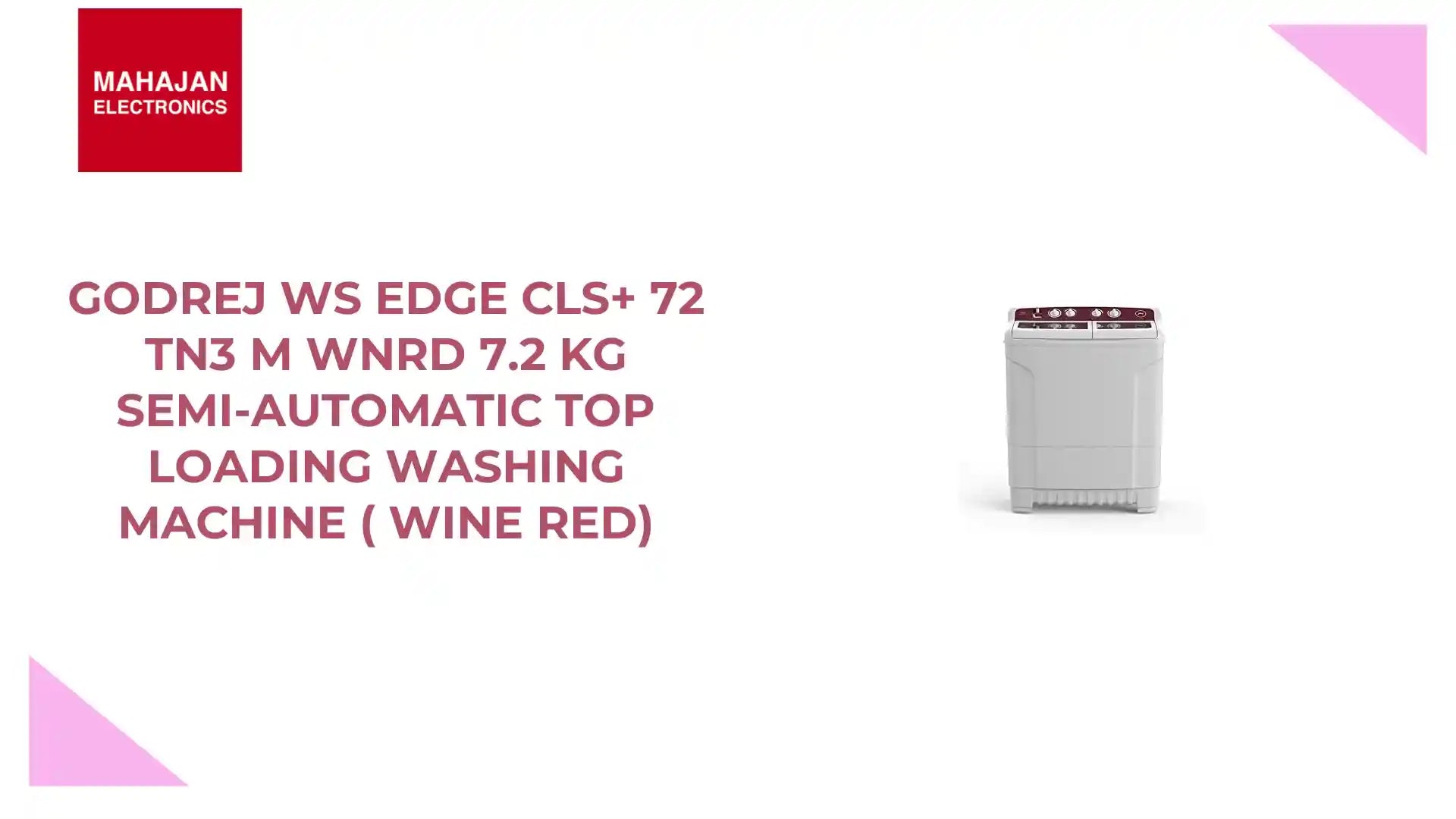 Godrej WS EDGE CLS+ 72 TN3 M WNRD 7.2 Kg Semi-Automatic Top Loading Washing Machine ( Wine Red) by@Outfy