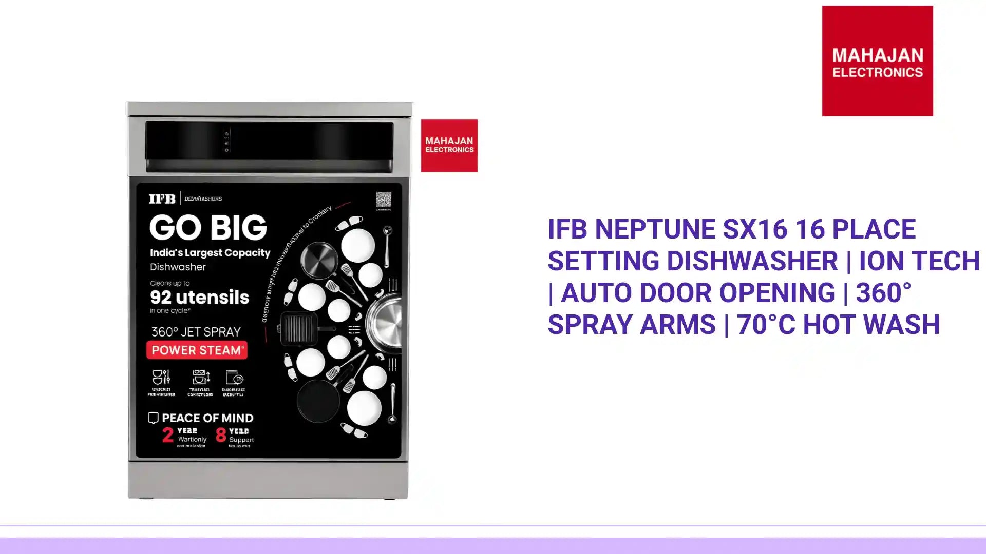 IFB Neptune SX16 16 Place Setting Dishwasher | Ion Tech | Auto Door Opening | 360&deg; Spray Arms | 70&deg;C Hot Wash by@Outfy