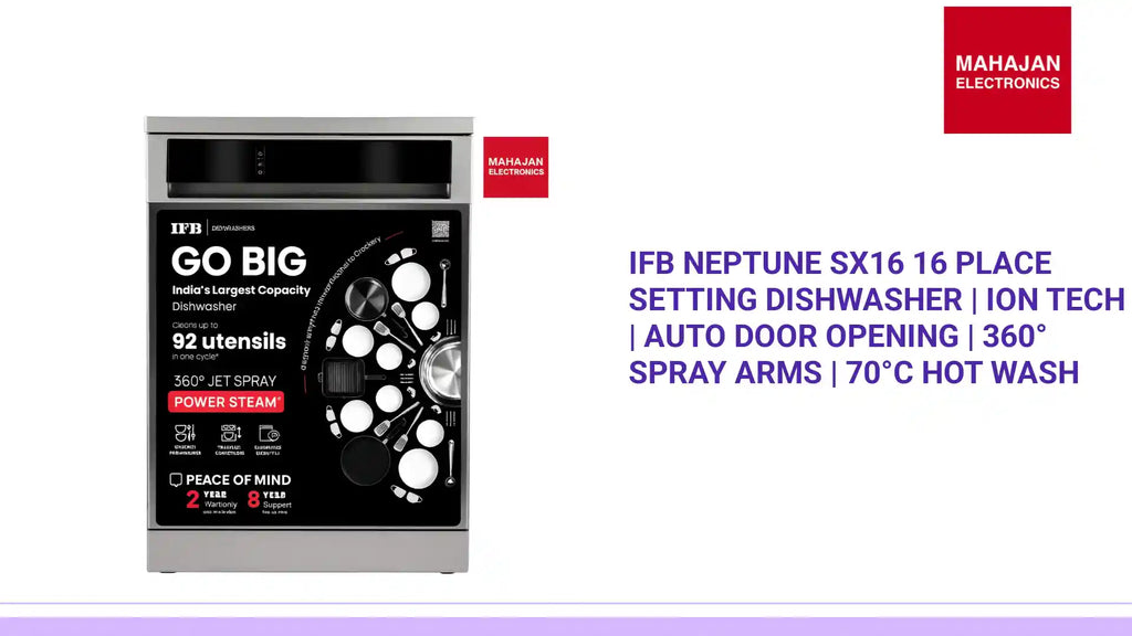 IFB Neptune SX16 16 Place Setting Dishwasher | Ion Tech | Auto Door Opening | 360&deg; Spray Arms | 70&deg;C Hot Wash by@Outfy
