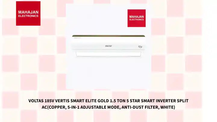 Voltas 185V Vertis Smart Elite Gold 1.5 Ton 5 Star Smart Inverter Split AC(Copper, 5-in-1 Adjustable Mode, Anti-dust Filter, White) by@Outfy