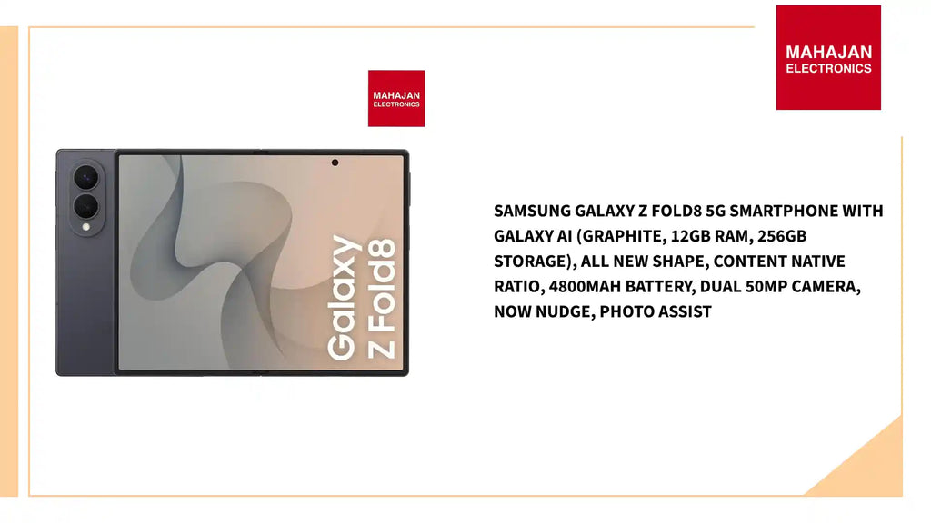 Samsung Galaxy Z Fold8 5G Smartphone with Galaxy AI (Graphite, 12GB RAM, 256GB Storage), All New Shape, Content Native Ratio, 4800mAh Battery, Dual 50MP Camera, Now Nudge, Photo Assist by@Outfy